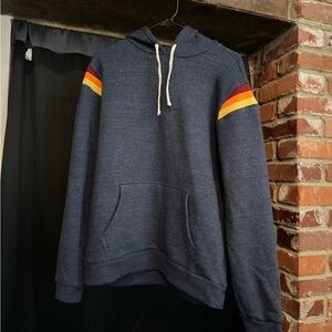 Marine Layer Navy Hoodie with Cream Drawcord